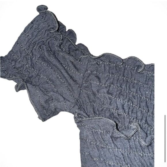 FREE PEOPLE “SMOCK IT TO ME” CRISS CROSS OFF THE SHOULDER CROP TOP BLACK  SMALL - Picture 7 of 10